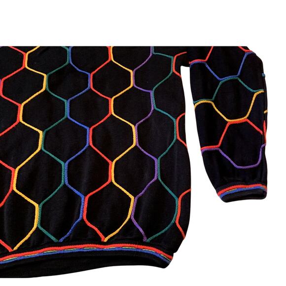 Tundra Canada Men Sweater Large Coogi Style Black Yellow Red Green Cotton - Picture 10 of 14